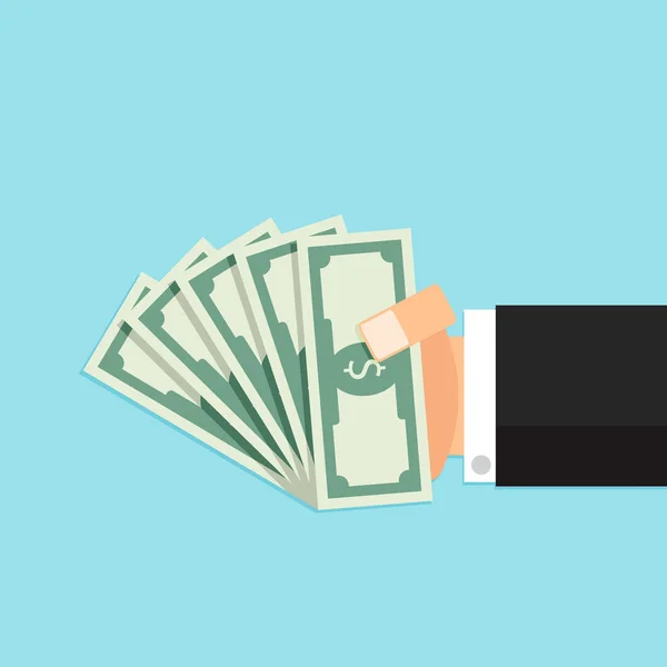 Elinde bir tomar para.