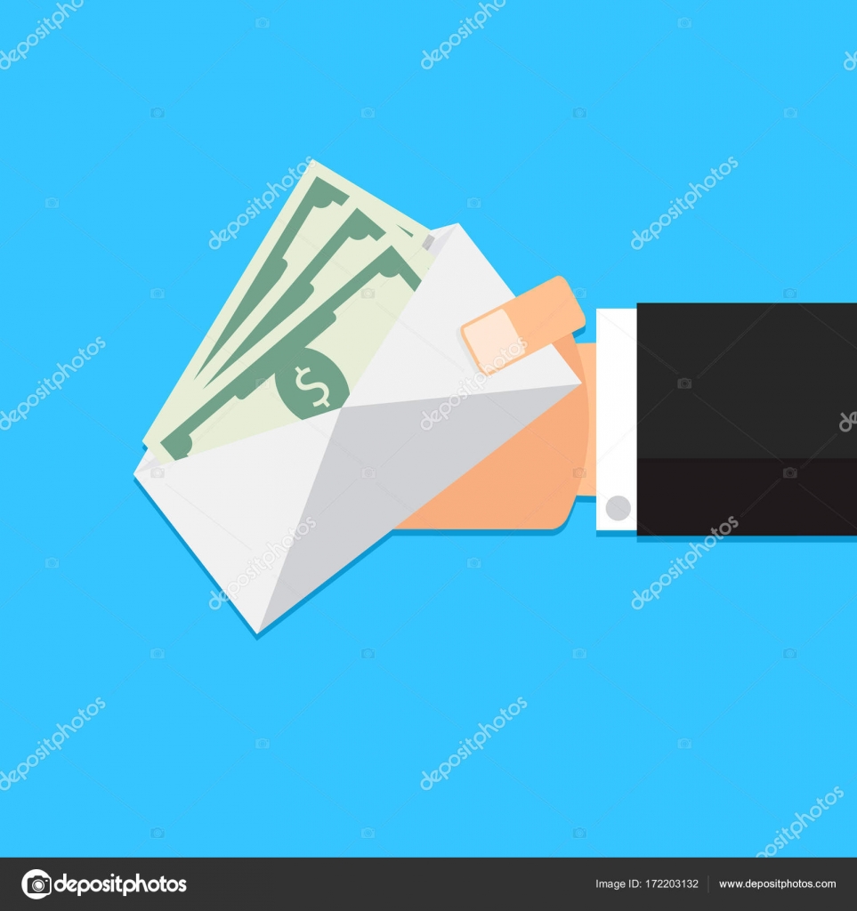 Envelope with money cash in hand — Stock Vector © 09910190 172203132