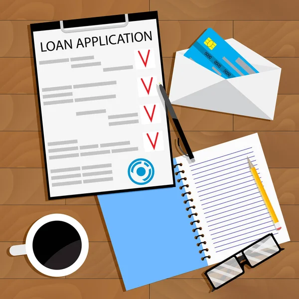 Receiving bank loan concept top view — Stock Vector
