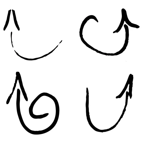 Set di frecce curve disegnate a mano — Vettoriale Stock