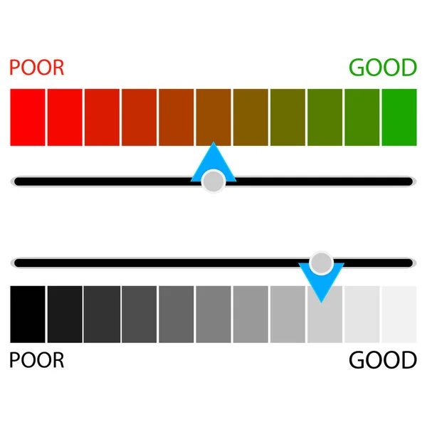 Indicatore di rating orizzontale colorato e bianco nero — Vettoriale Stock