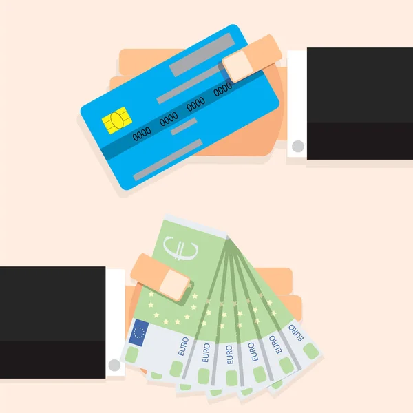 Kontanta pengar sedlar och kreditkort — Stock vektor