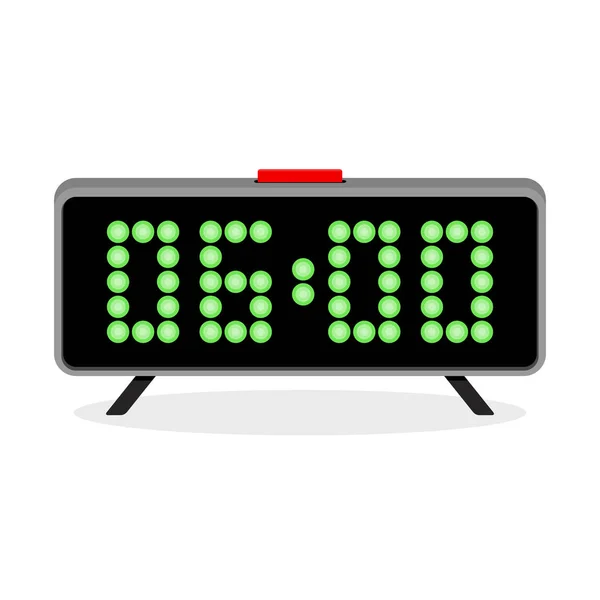 Digital clock alarm 6 a.m — Stock Vector