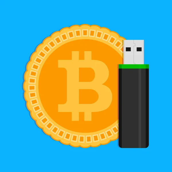 Зберігання криптографічних монет Bitcoin — стоковий вектор