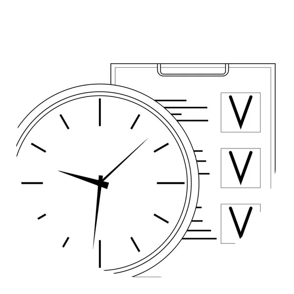 Plan time and work line art icon — Stock Vector