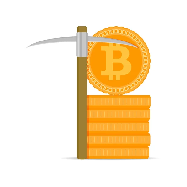 Гірничо-шахтне bitcoins золото — стоковий вектор
