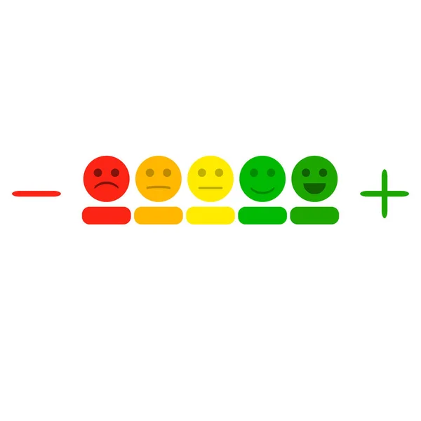 Plus et moins indicateur avec des smileys colorés — Image vectorielle