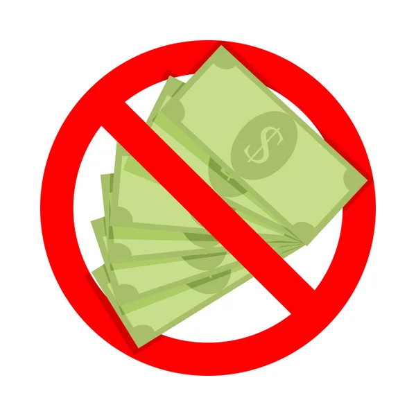 Para kapı ikonu olarak kabul edilmez, vektör. Kafede ya da perakende dükkanında nakit ödeme yasaklandı. Yasak mali rüşvet, ödeme yolsuzluğu, dikkat panosu