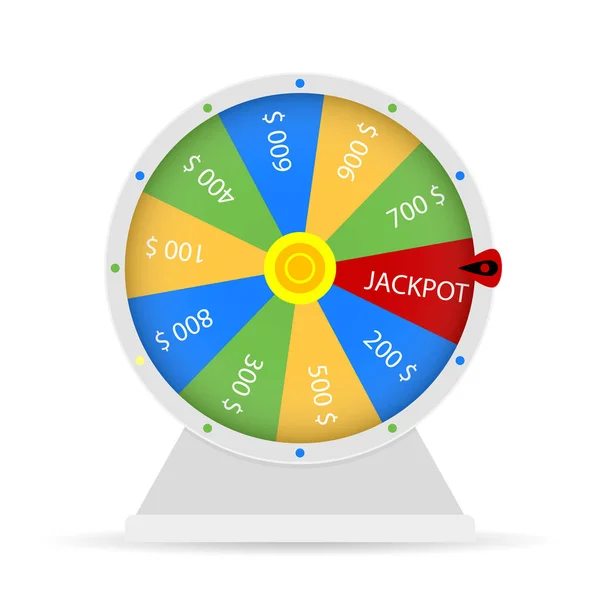Jackpot Vyhrál Loterii Kolo Štěstí Šťastné Vítězství Kasinu Ilustrace Šťastný — Stockový vektor