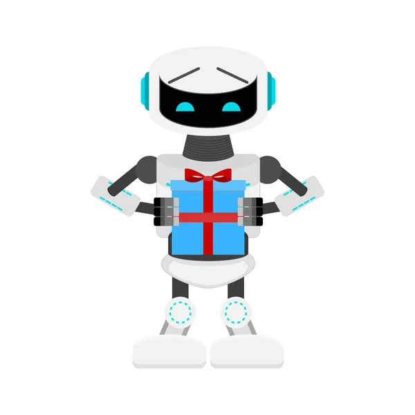 Robot Presente Presente Aniversário Comemorar Vector Saudação Humanóide Intelecto Artificial — Vetor de Stock