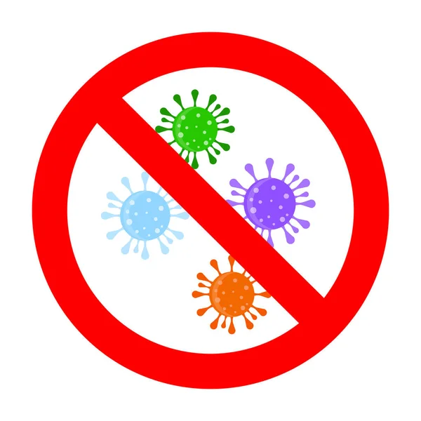 Bakteri Virüse Karşı Koruma Covid Yasaklama Gribi Durdurma Mikroorganizma Yasaklaması — Stok Vektör