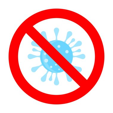 Covid-19, 2019-ncov dur, hayır ve yasak, dikkat virüsü yasakla ve yasakla, vektör illüstrasyonunu
