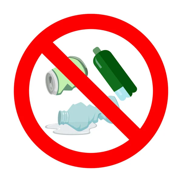 Απαγόρευση Πετάς Σκουπίδια Σκουπίδια Και Σκουπίδια Απορρίμματα Απορριμμάτων Προειδοποιητική Ρύθμιση — Διανυσματικό Αρχείο