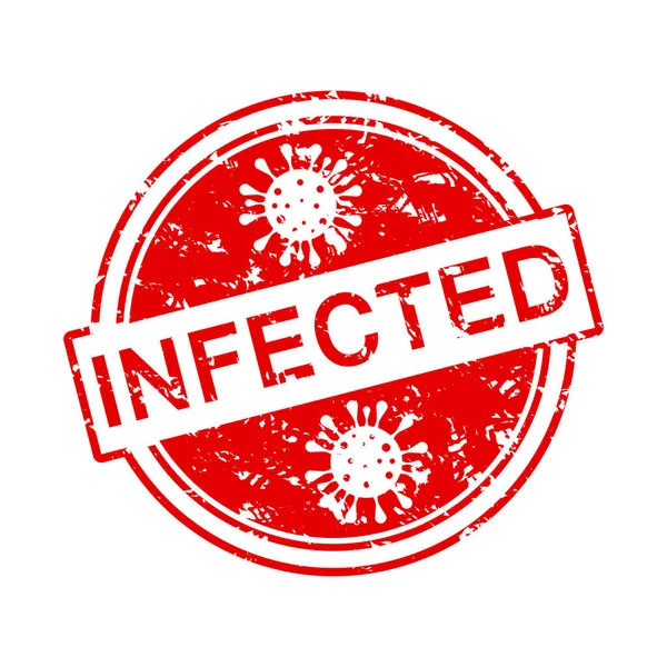 Plastik Damga Virüsü Enfekte Etti Vektör Damgası Virüsü Kırmızı Grunge — Stok Vektör