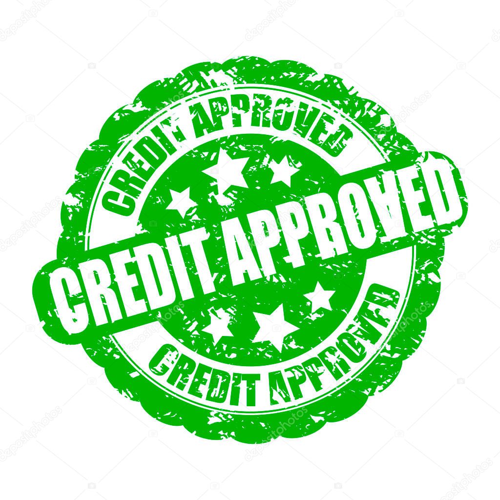Credit approved, bank approval stamp. Vector credit pre-approved accepted, mortgage or money cash, banner approved loan illustration
