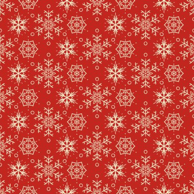 Kırmızı kar taneleri Dikişsiz desen arka plan