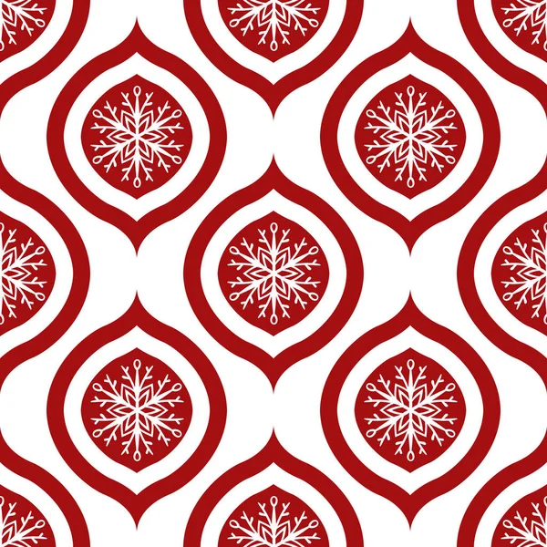 Νιφάδα χιονιού κόκκινο στολίδι χωρίς ραφή πρότυπο — Διανυσματικό Αρχείο