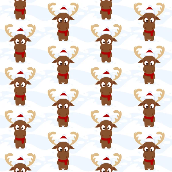 Cute Reindeer Seamless Pattern — Stock Vector