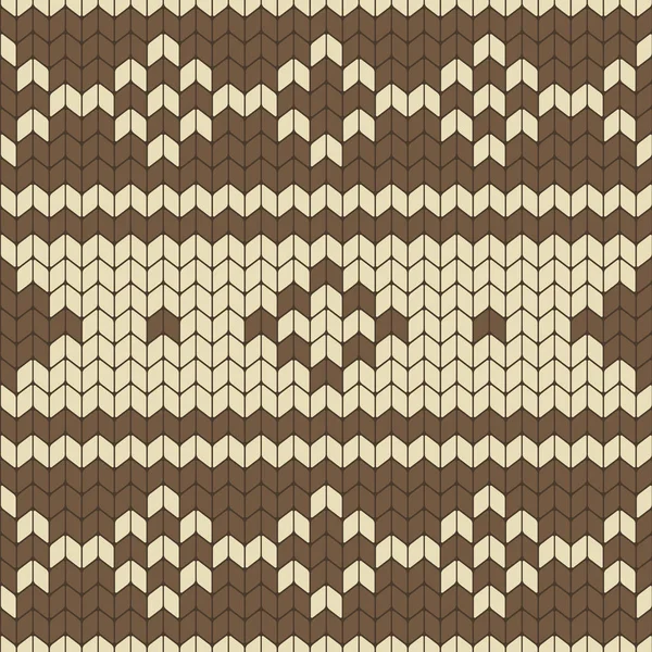 Brown Christmas Knitted Seamless Pattern — Stock Vector