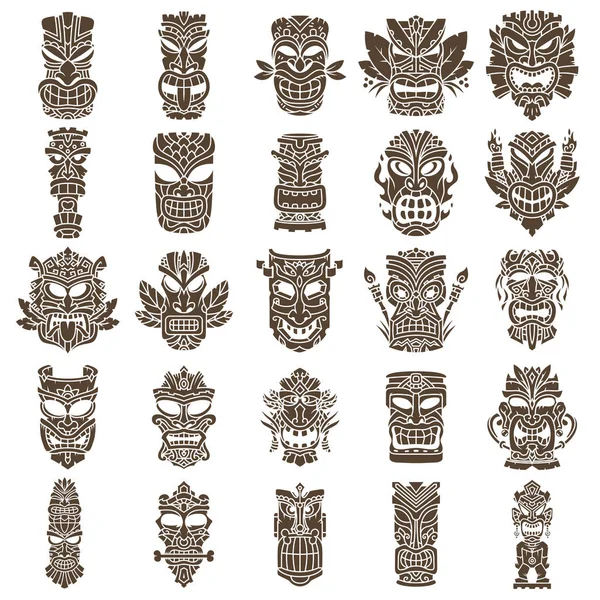 Conjunto de diseño Tiki Head — Archivo Imágenes Vectoriales