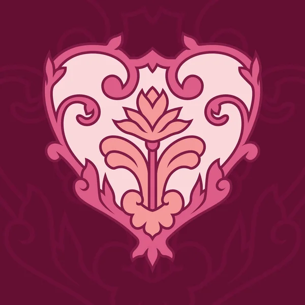 Ilustración decorativa de corazón rosa — Vector de stock