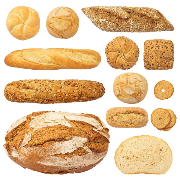 ekmek ve pastane ürünleri üzerinde beyaz izole