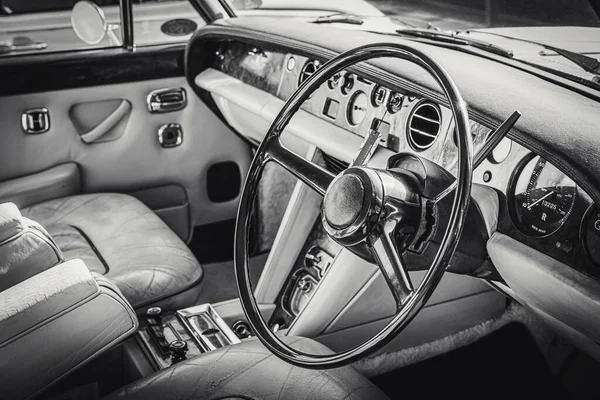 Vieille Voiture Vintage Intérieur Noir Blanc — Photo