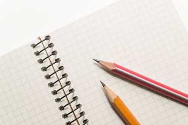 Kayıtlar için açık bir defter sayfalarında kalemler