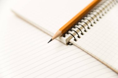 Kayıtlar için açık bir defter sayfalarında kalem