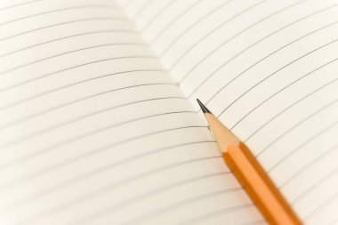 Kayıtlar için açık bir defter sayfalarında kalem