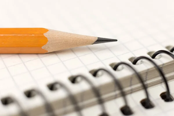 Pencil on the pages of an open notebook for records Stock Image