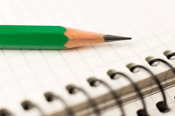 Pencil on the pages of an open notebook for records Stock Picture