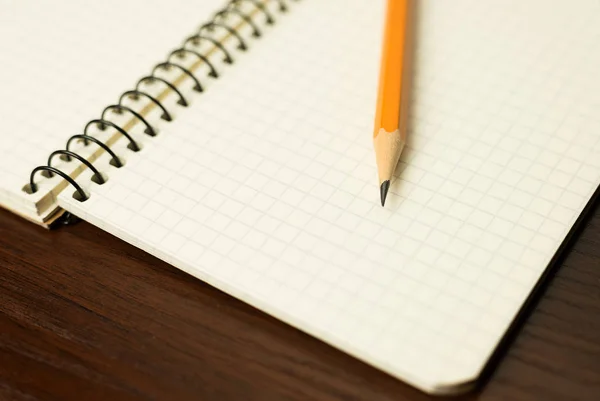 Pencil on the pages of an open notebook for records — Stock Photo, Image