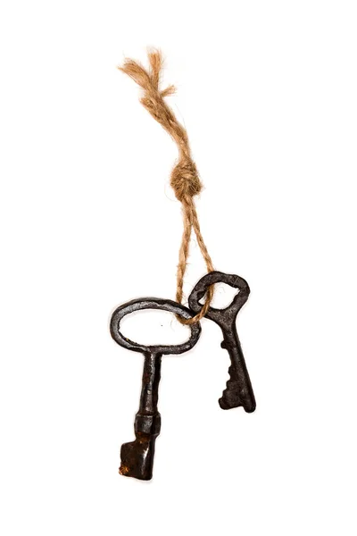 Bande de vieilles clés sur une corde — Photo