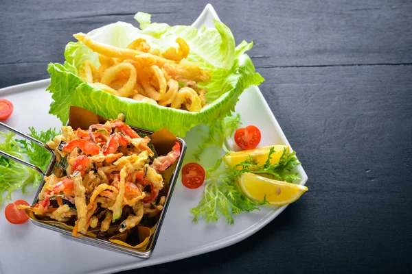 Deniz ürünleri ızgara. İtalyan mutfağı