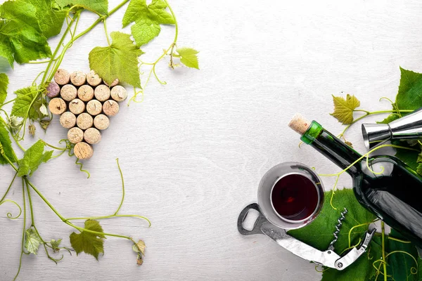 병 및 와인 한 잔 — 스톡 사진