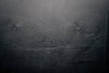 Ahşap siyah yüzey. Üstten Görünüm. Boş alan.