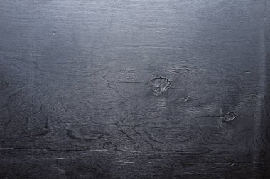 Siyah ahşap yüzey. Üstten Görünüm. Boş alan.