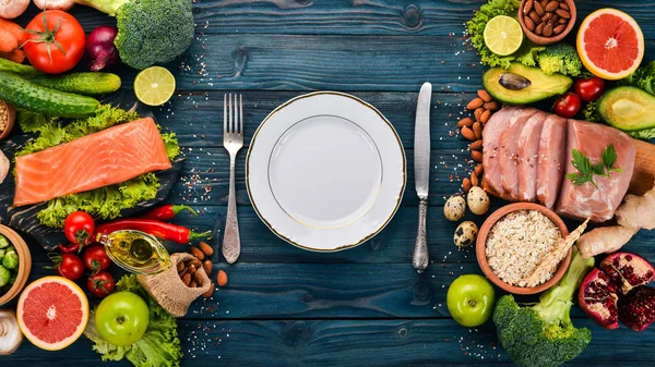 Fundo Alimentar Saudável Conceito Alimentos Saudáveis Filé Frango Carne Crua — Fotografia de Stock