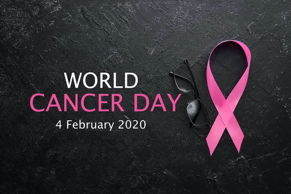 Journée Mondiale Cancer Ruban Sensibilisation Cancer Sein Vue Dessus Espace — Photo