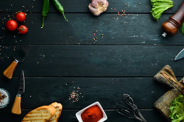 Fondo Madera Blanca Cocina Verduras Ingredientes Vista Superior Espacio Libre — Foto de Stock