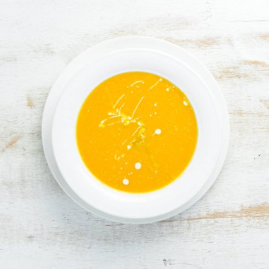 Kremalı mısır çorbası. Üst Manzara. Metnin için boş yer.