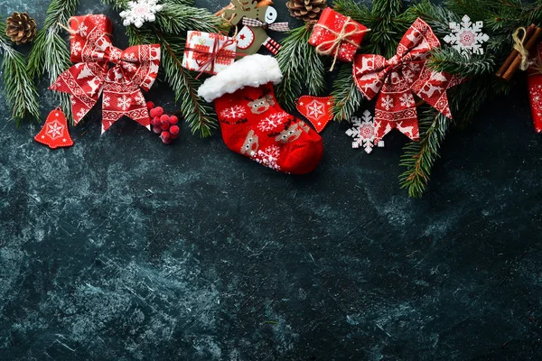 Calzini Caldi Natale Paesaggio Vista Dall Alto Stile Natale — Foto Stock
