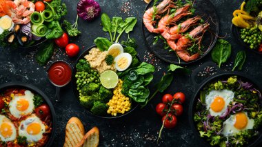 Buda 'nın sebze kasesi. - Öğle yemeği. Üst Manzara. Metnin için boş yer.