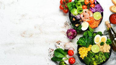 Buda 'nın sebze kasesi. - Öğle yemeği. Üst Manzara. Metnin için boş yer.