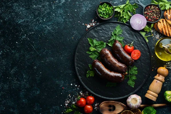 Baked Blood Sausage Buckwheat Sausage Top View Free Space Your — 스톡 사진
