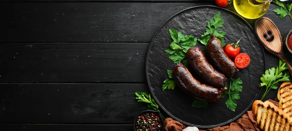 Baked Blood Sausage Buckwheat Sausage Top View Free Space Your — Stock Photo, Image