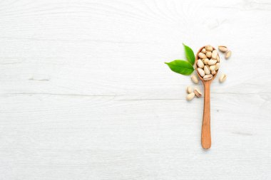 Lezzetli fıstık. Üst Manzara. Metnin için boş yer.