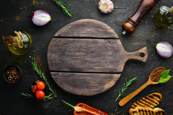 Matlagningsbanderoll Kryddor Och Grönsaker Högst Upp Gratis Utrymme För Din — Stockfoto