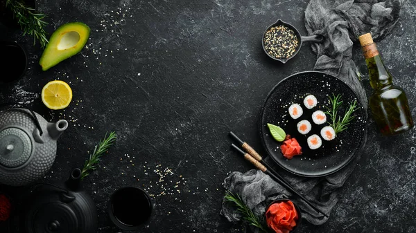 Sushi Maki Salmon Pieces Delicious Sushi Japanese Cuisine — Stock Photo, Image
